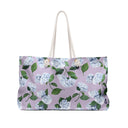 Hydrangea patterned Beach Weekender Bag Profile View