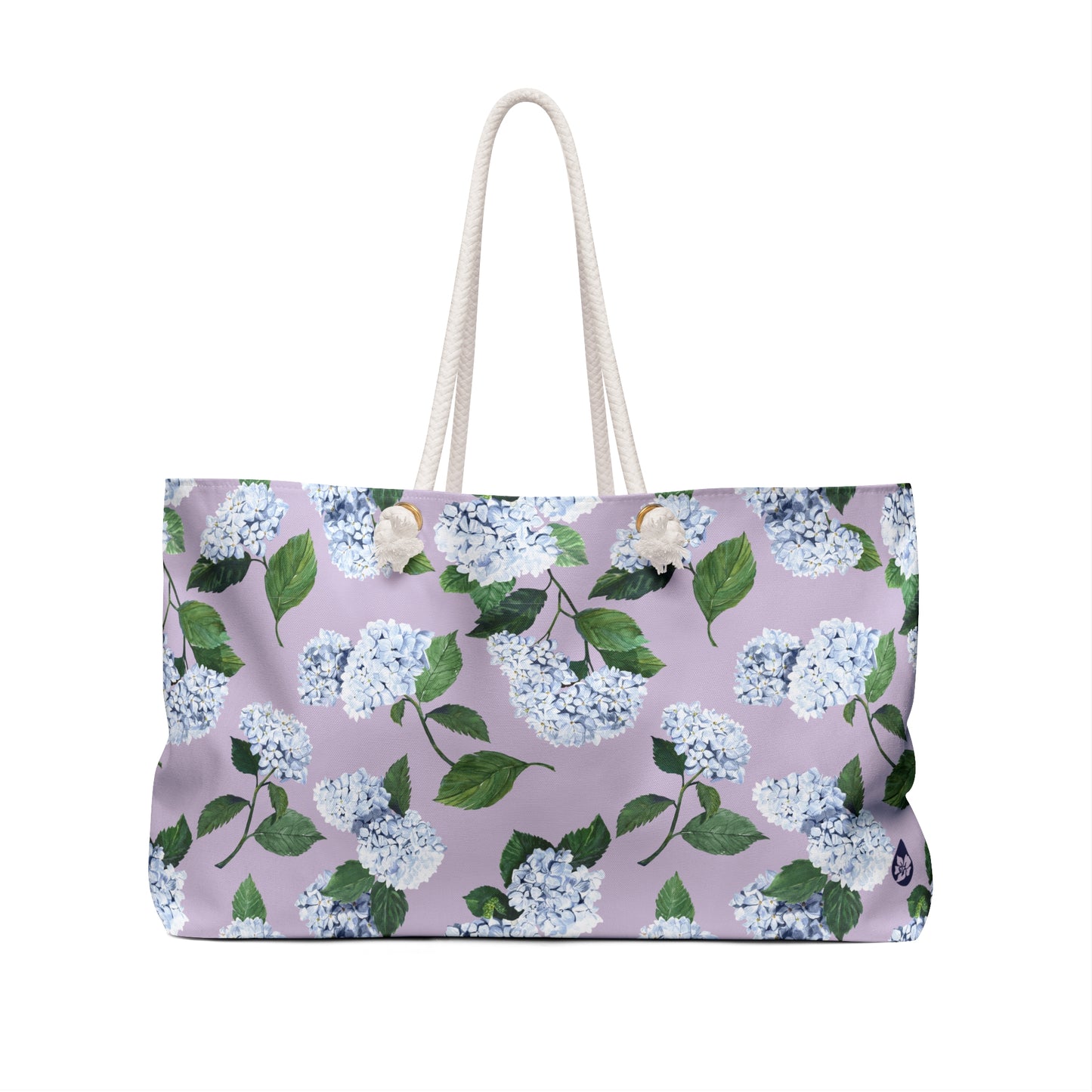 Hydrangea patterned Beach Weekender Bag Profile View