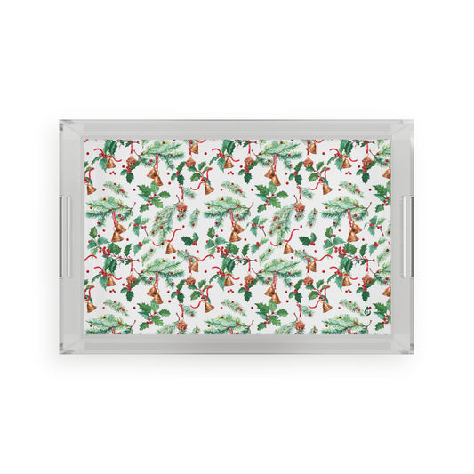 Winter Berries Lucite Serving Tray