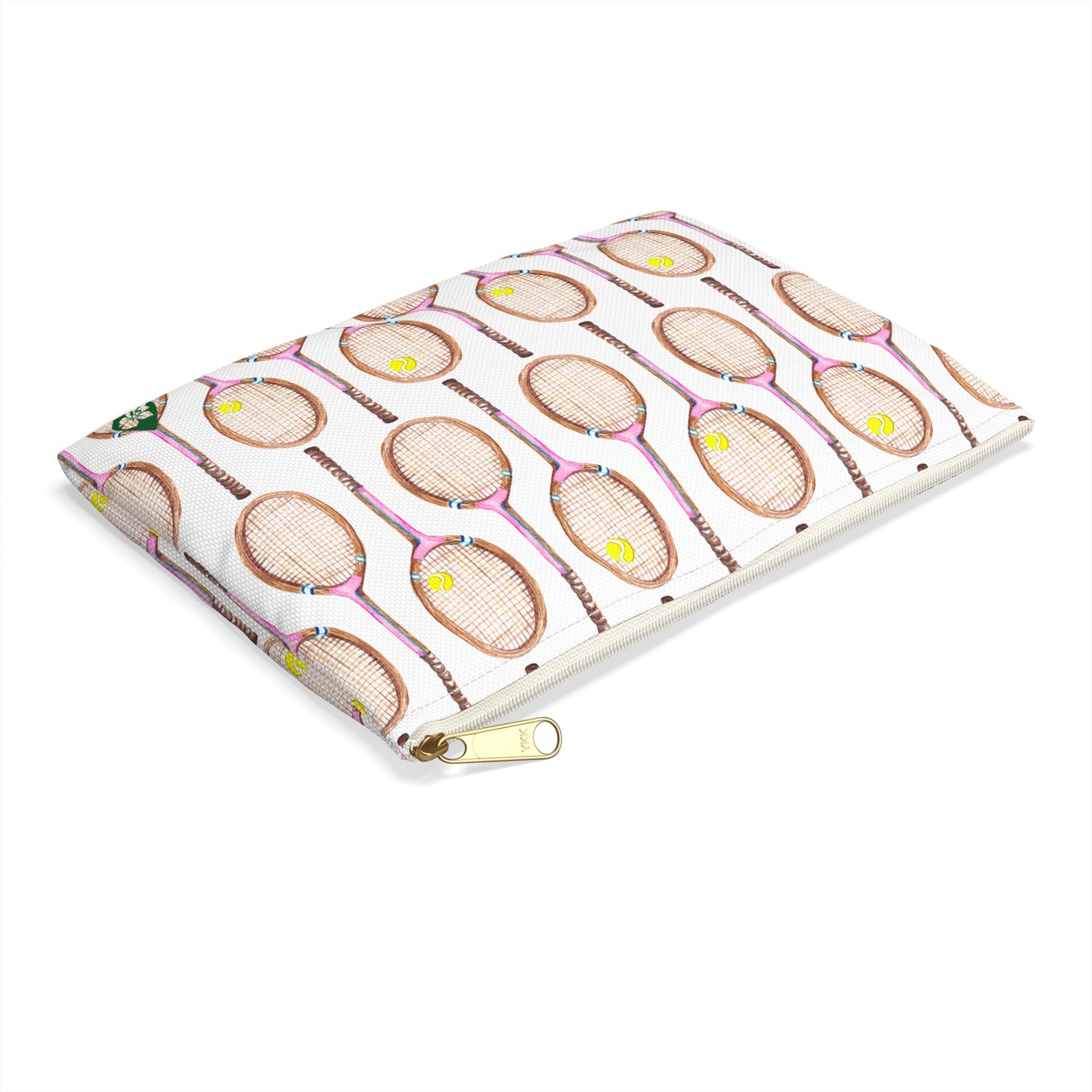 Front Top Flat View Topspin Flat Zip Pouch Peony Pink Color Choice
