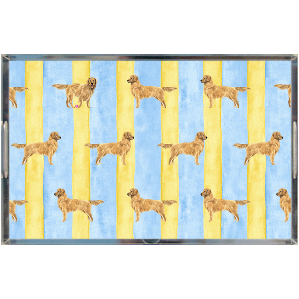 Good Dog Painted Stripe Lucite Tray