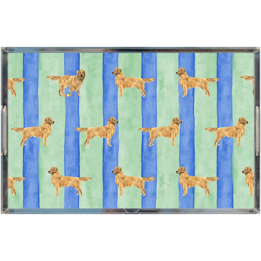 Good Dog Painted Stripe Lucite Tray