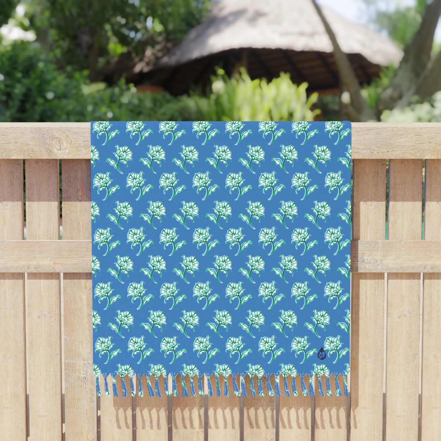Watercolor Woodblock Beach Towel