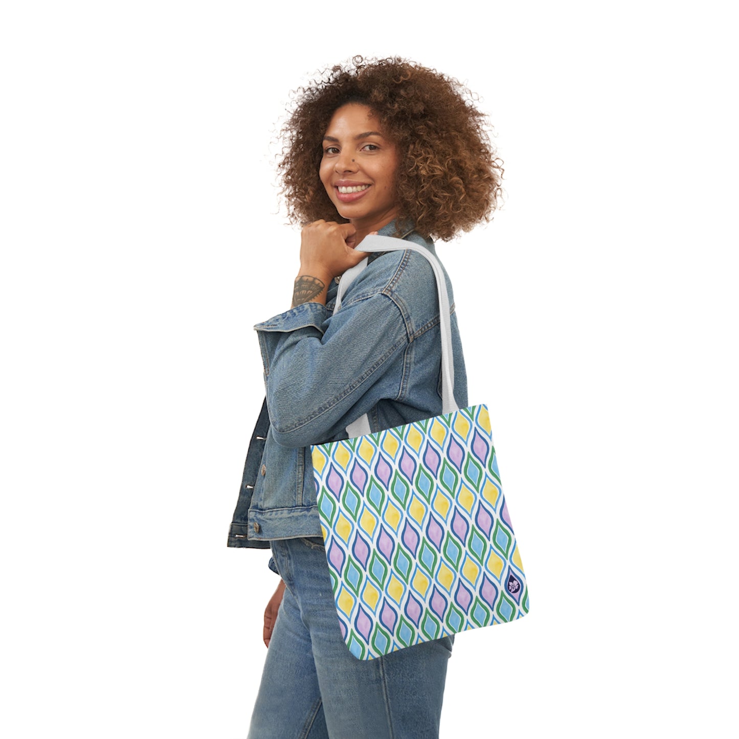 Painted Geo Canvas Tote Bag