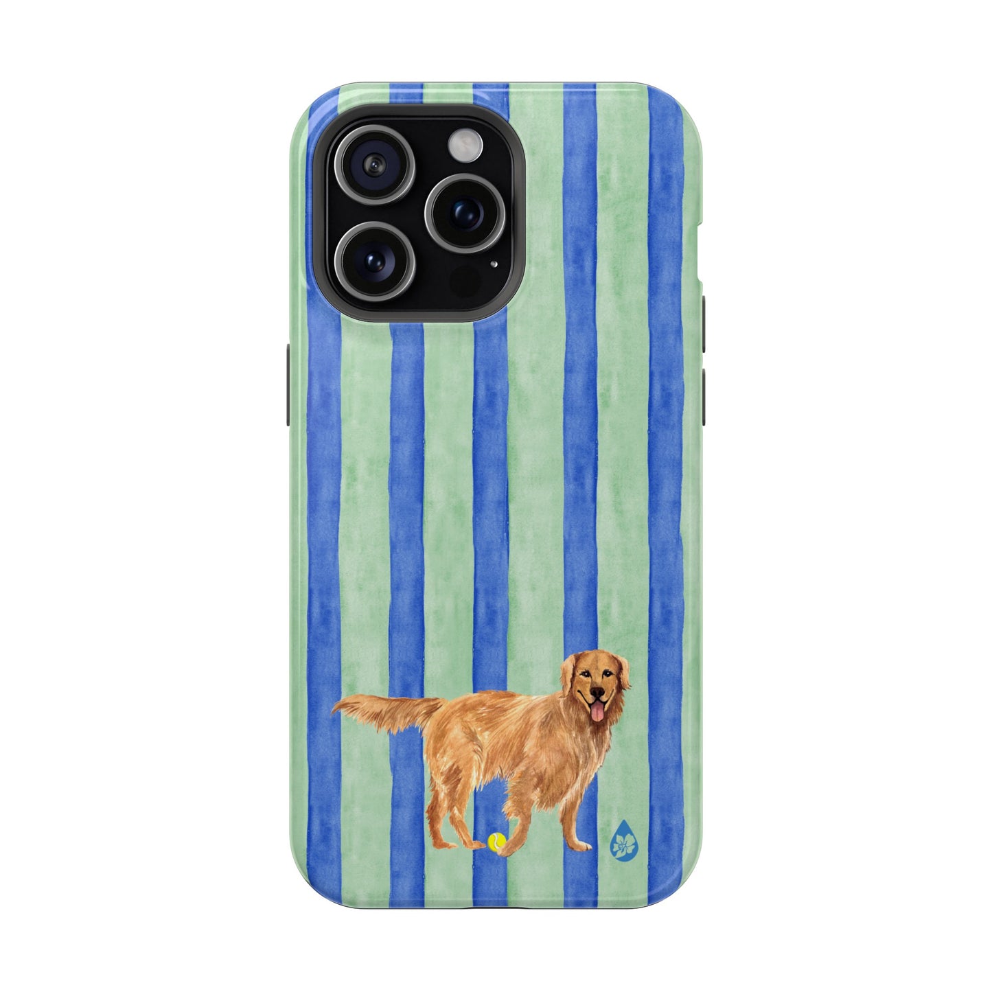 Good Dog Green and Blue Striped Phone Case Iphone 15 Pro Max