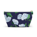 Front view of Hydrangea T-Bottom Travel Pouch in Twilight Navy with white zipper size small