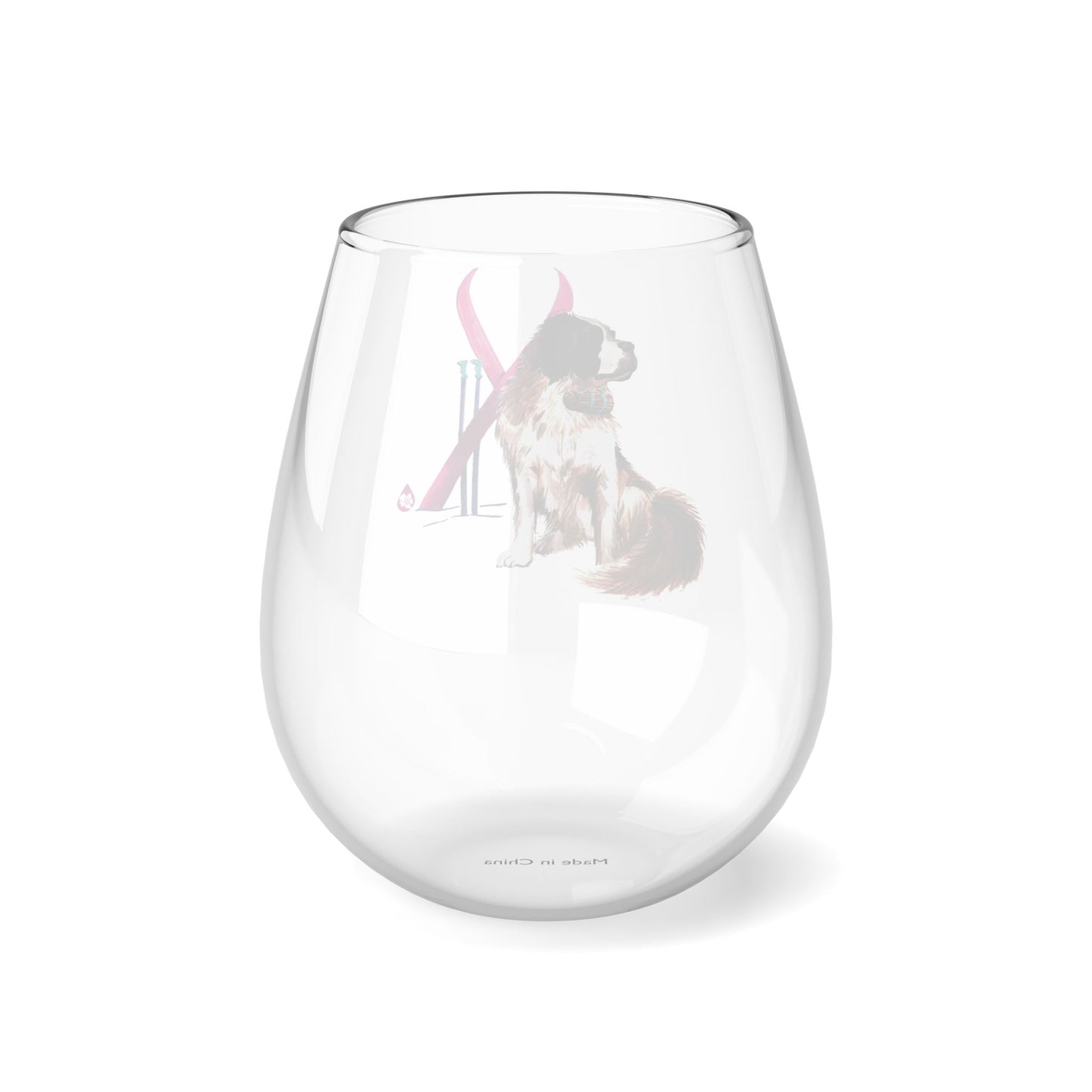 Snow Dog Stemless Wine Glass