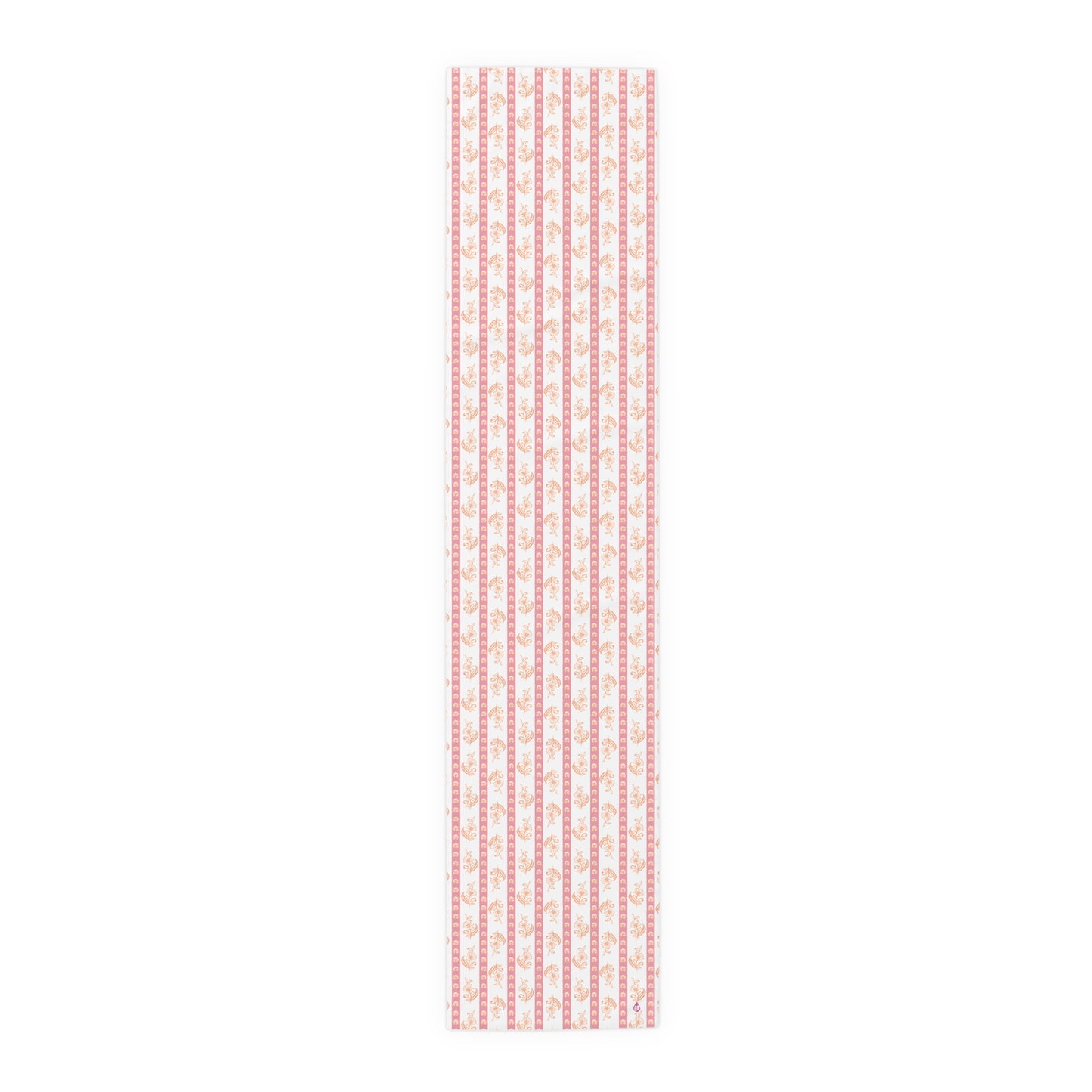 Watercolor Woodblock Striped Patterned Table Runner 16x72 in Peony and Sherbert
