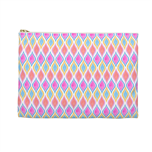 Painted Geo Flat Travel Pouch Front View in Multi Colored Warm Tones