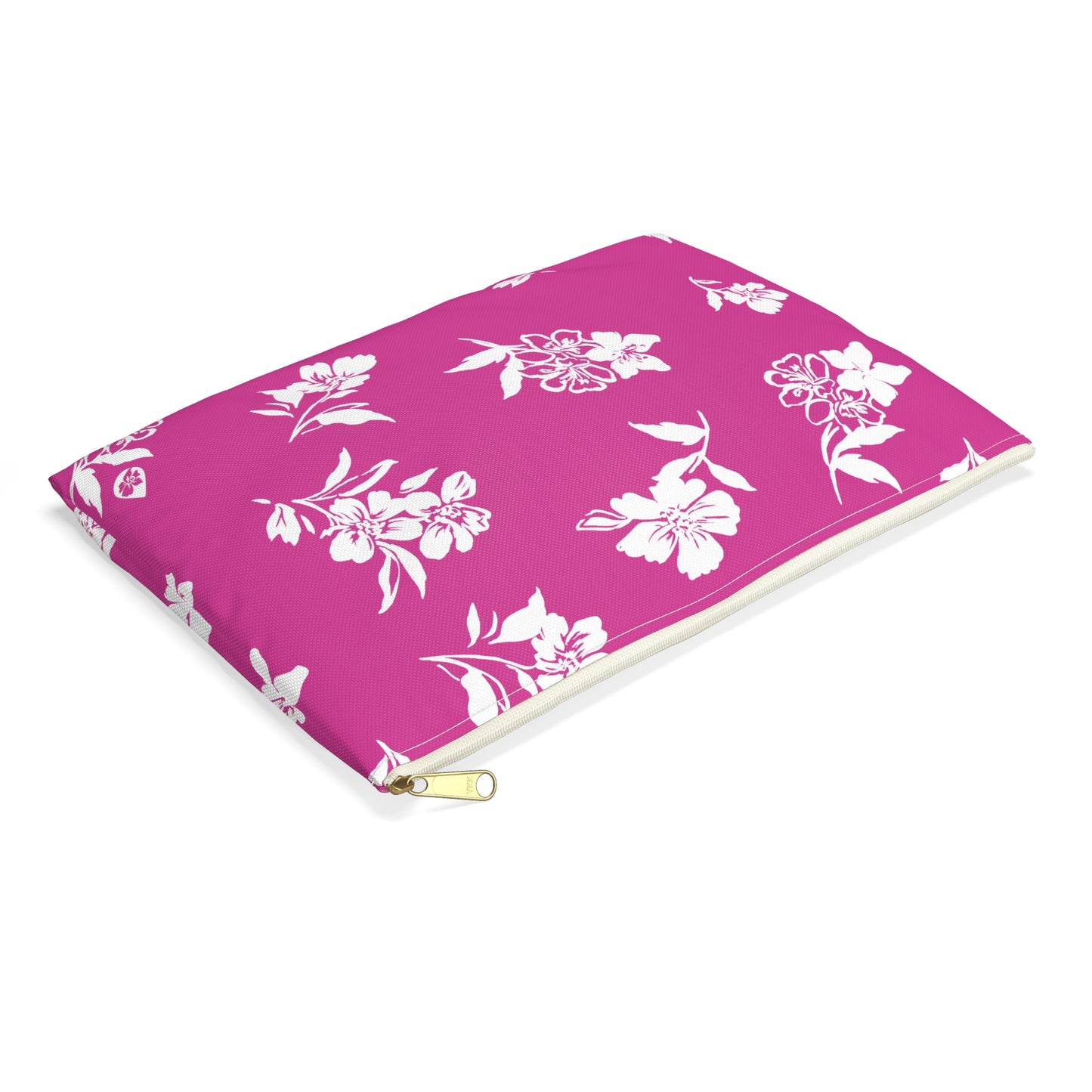 Top View Small of Inky Floral Zip Pouch in Peony Pink