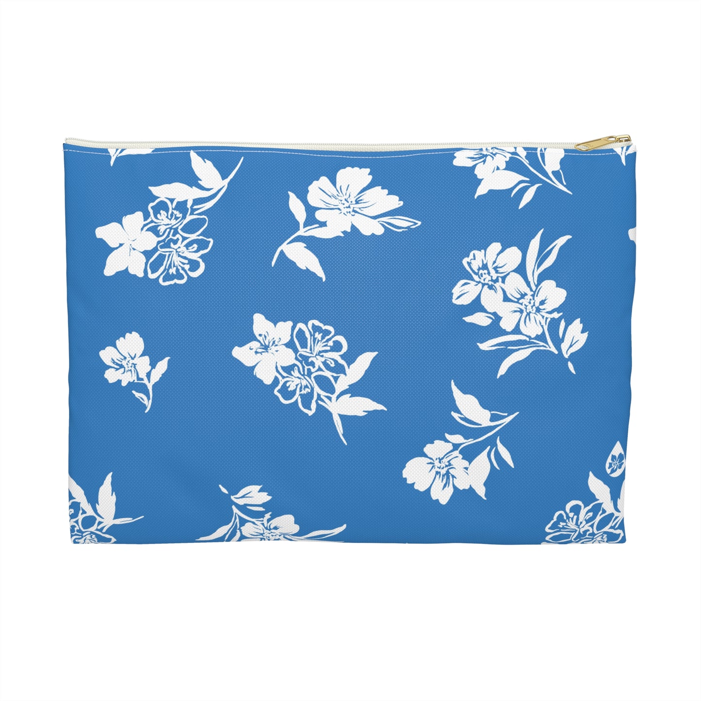 Back View Small of Inky Floral Zip Pouch in Cloudless Sky Blue