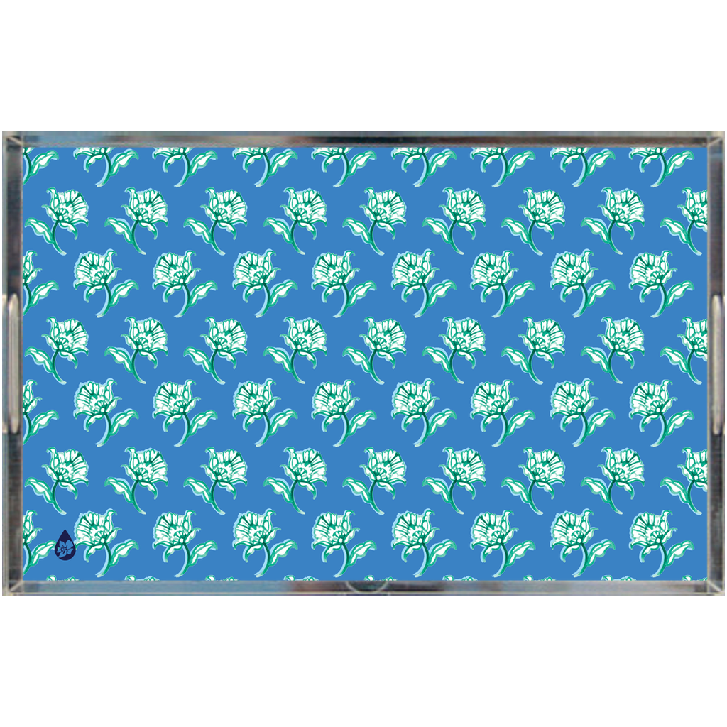 Watercolor Woodblock Lucite Tray