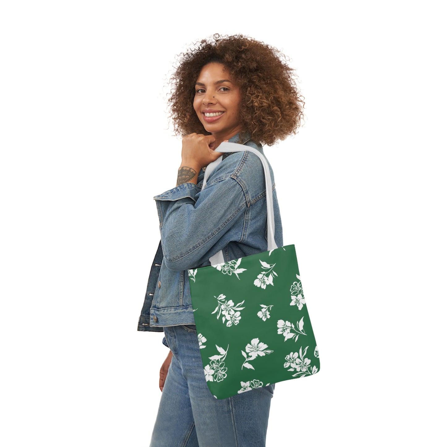 Inky Floral Canvas Tote Bag
