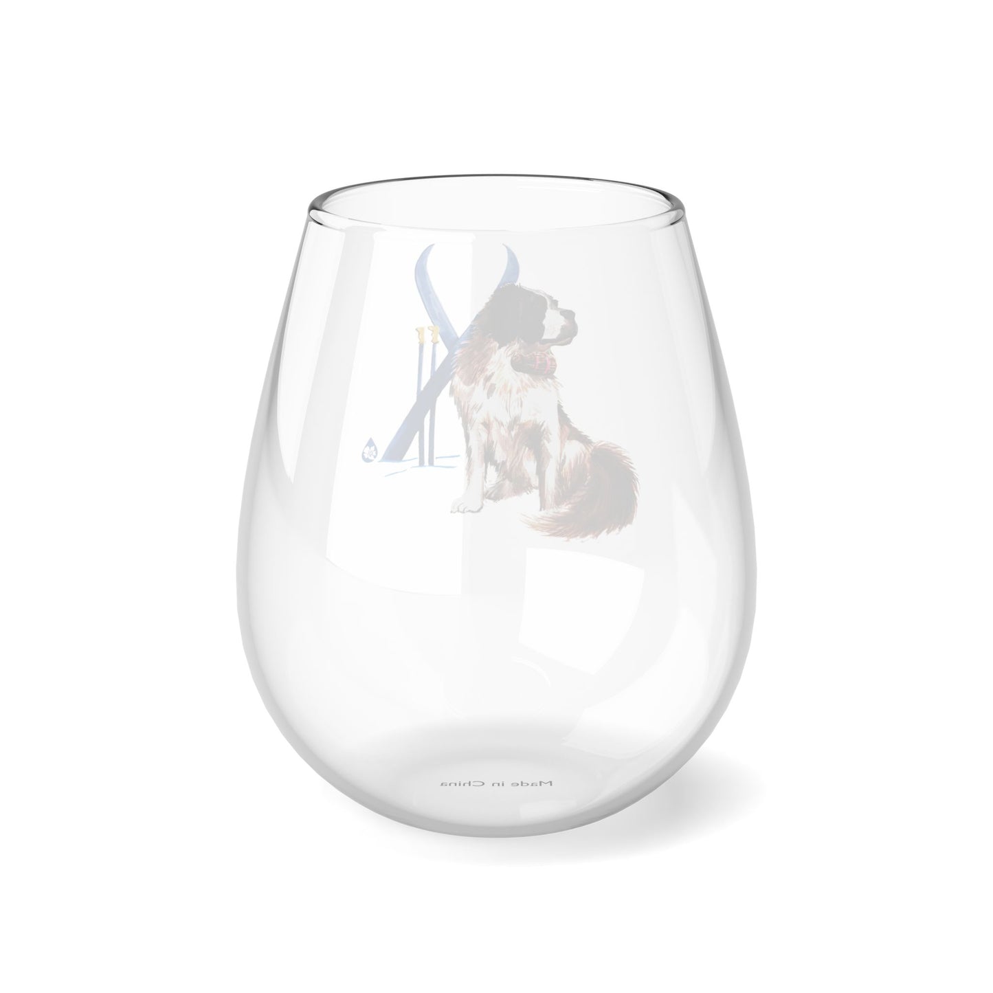 Snow Dog Stemless Wine Glass