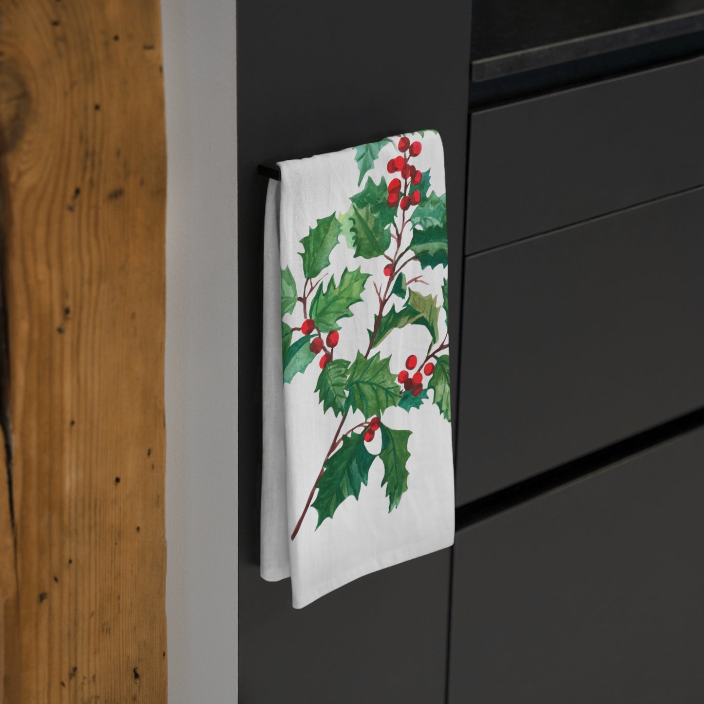 Winter Holly Tea Towel