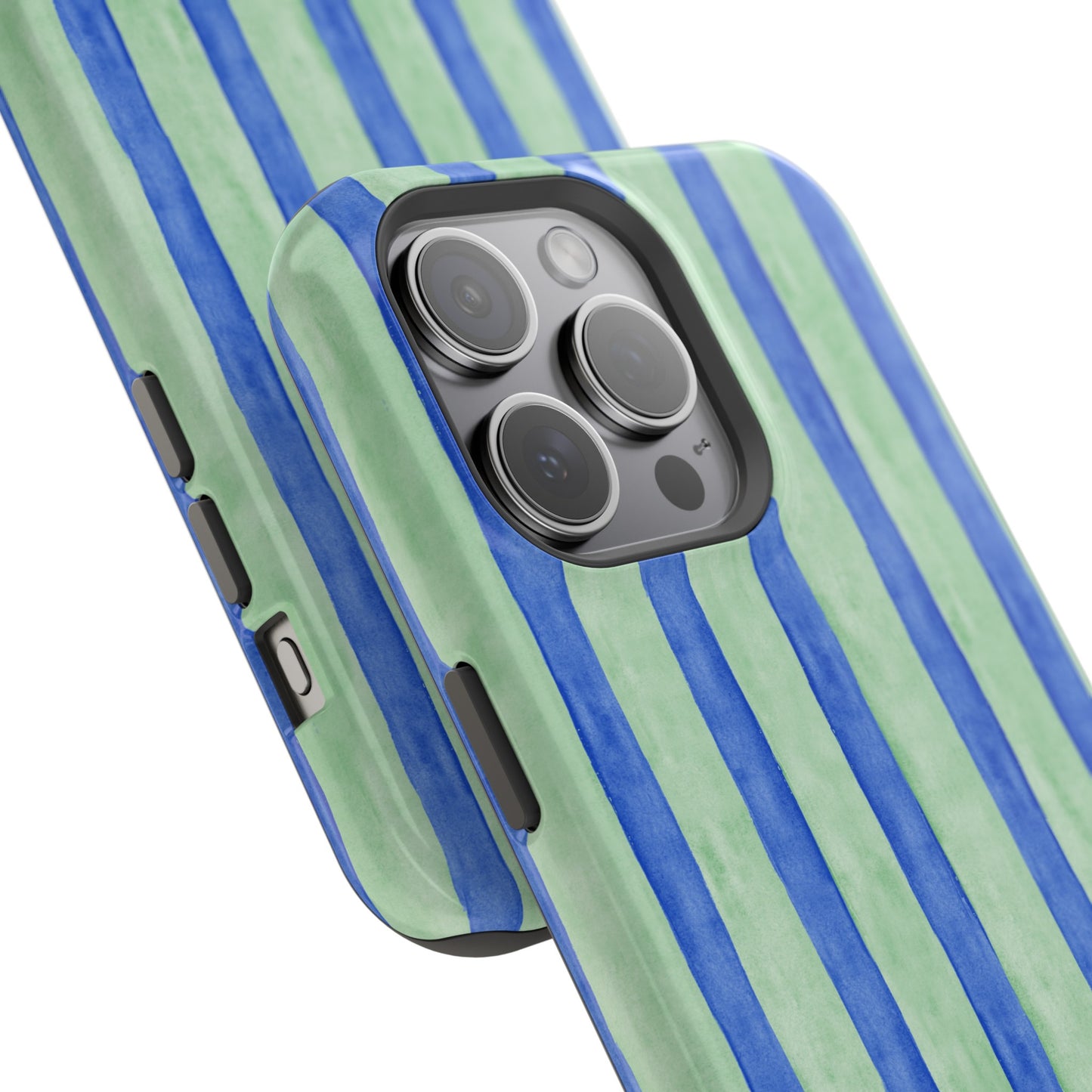 Good Dog Green and Blue Striped Phone Case Iphone 15 Pro