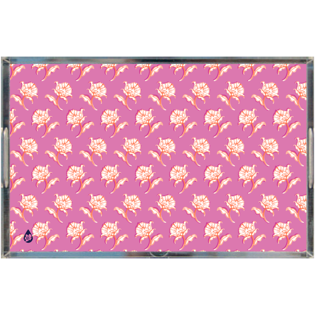 Watercolor Woodblock Lucite Tray