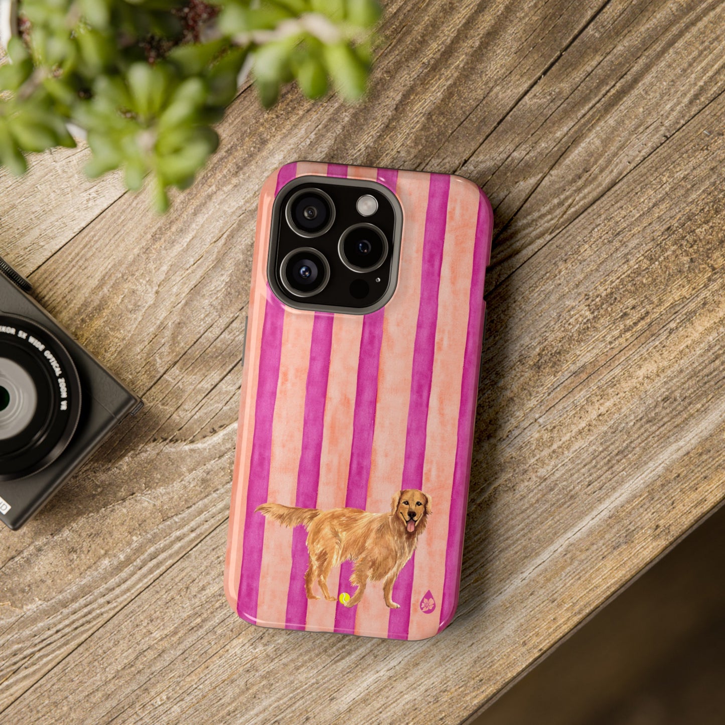 Good Dog Peony and Orange Striped Phone Case Iphone 15 Pro