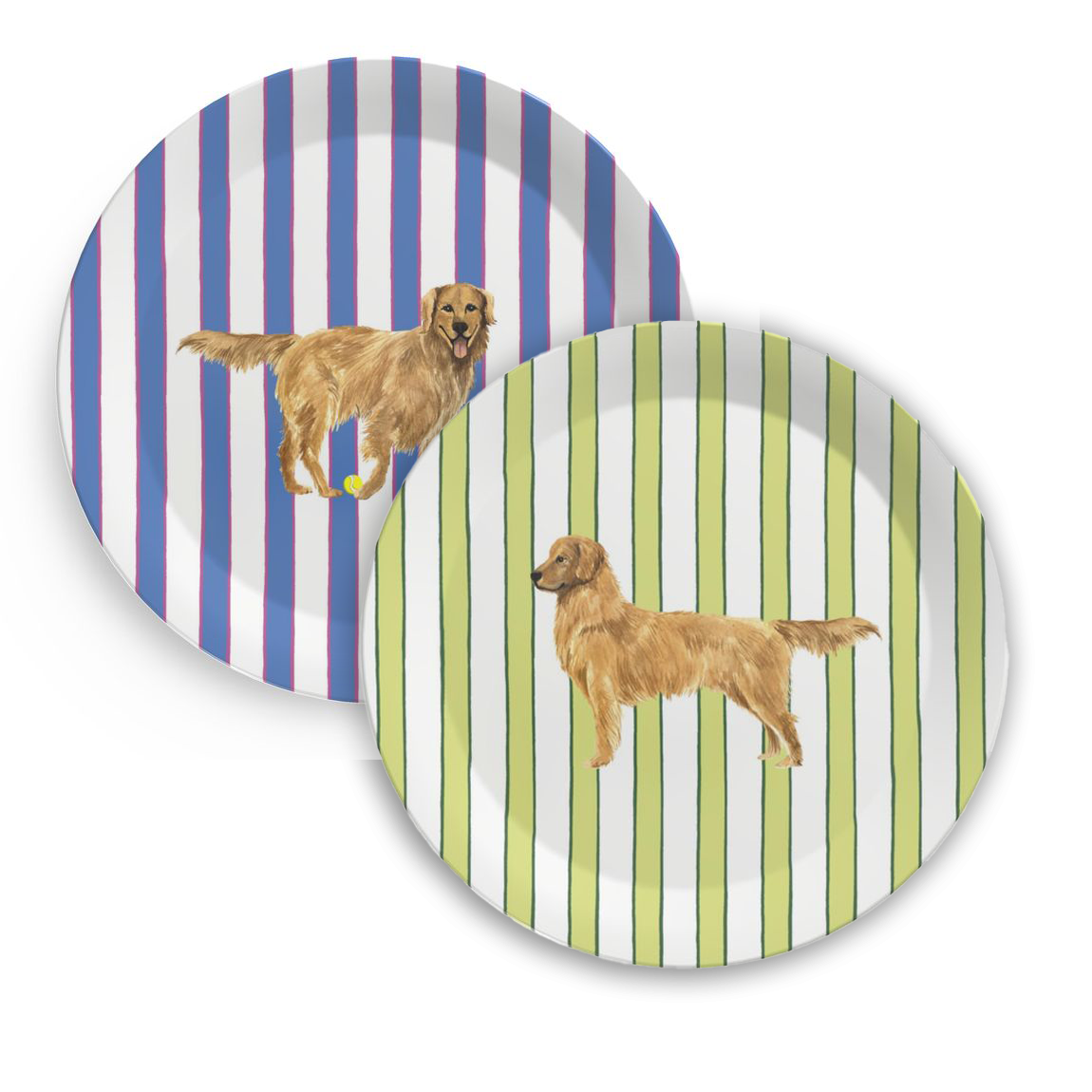 Mix & Match Melamine Good Dog Prep Stripe Plates