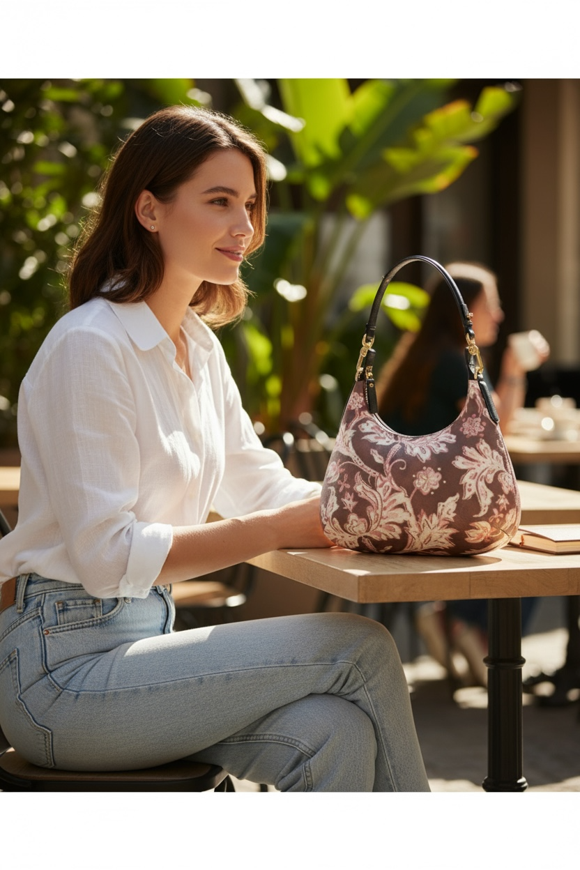 Heritage Block Leather Scoop Purse