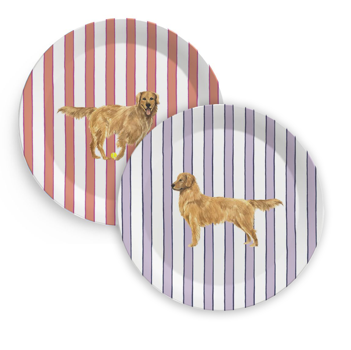 Mix & Match Melamine Good Dog Prep Stripe Plates