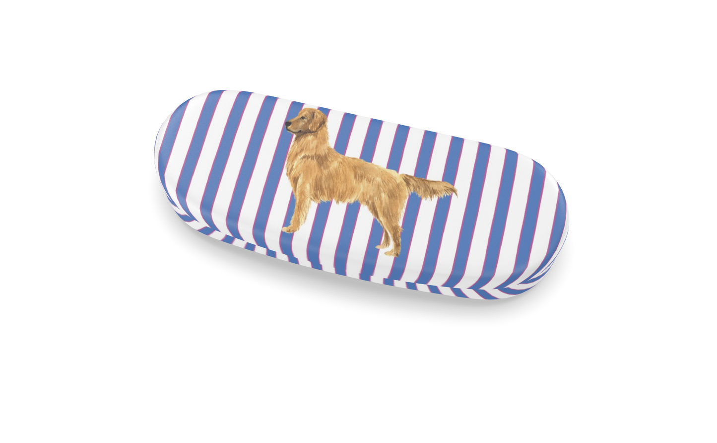 Good Dog Prep Stripe Glasses Case in blue and pink stripes