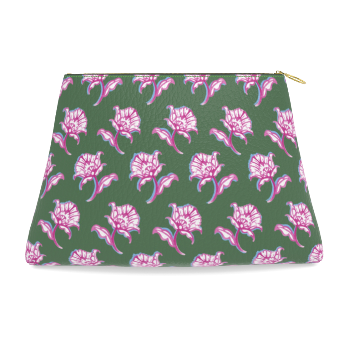 Watercolor Woodblock Leather Clutch
