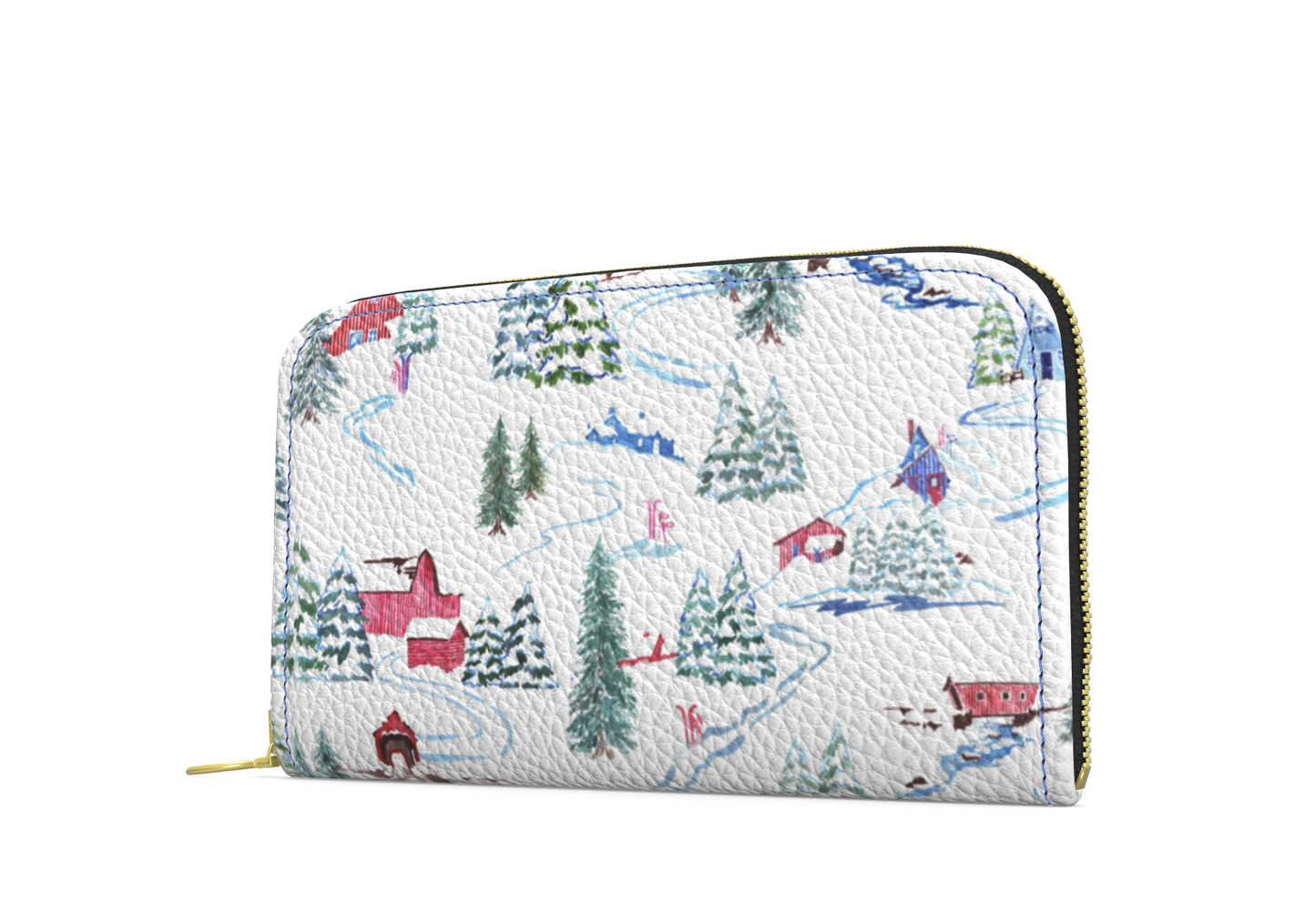 Ski Chalet Leather Zip Wallet
