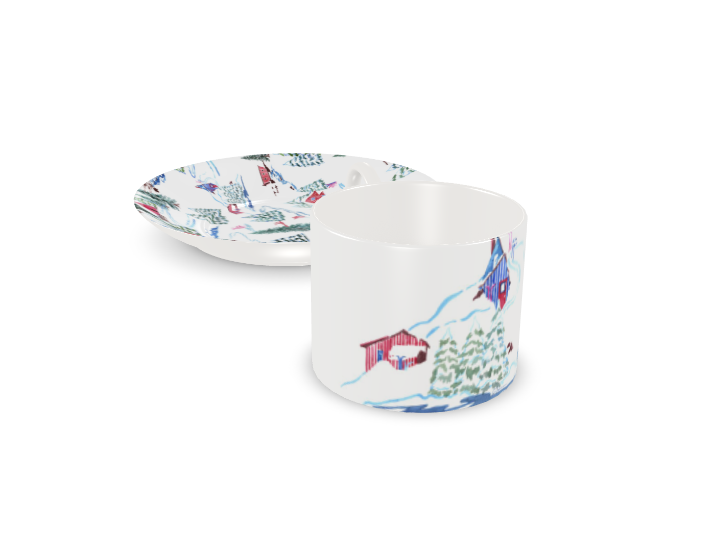 Ski Chalet Bone China Mug & Saucer