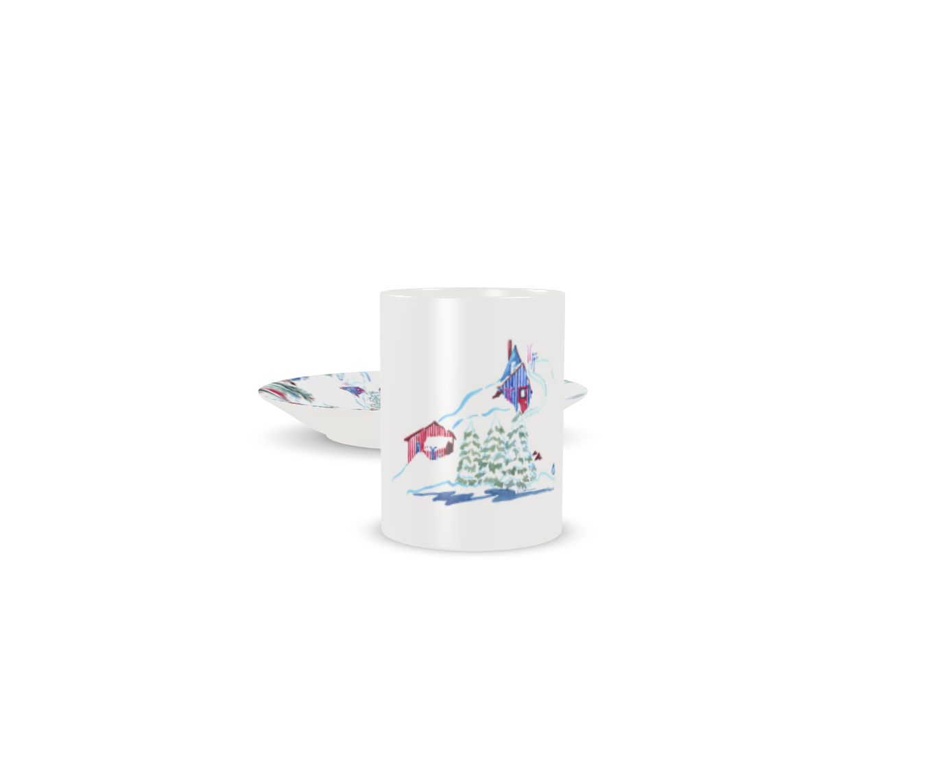 Ski Chalet Bone China Mug & Saucer