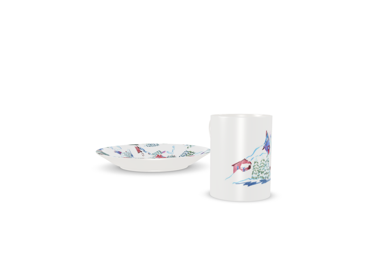 Ski Chalet Bone China Mug & Saucer