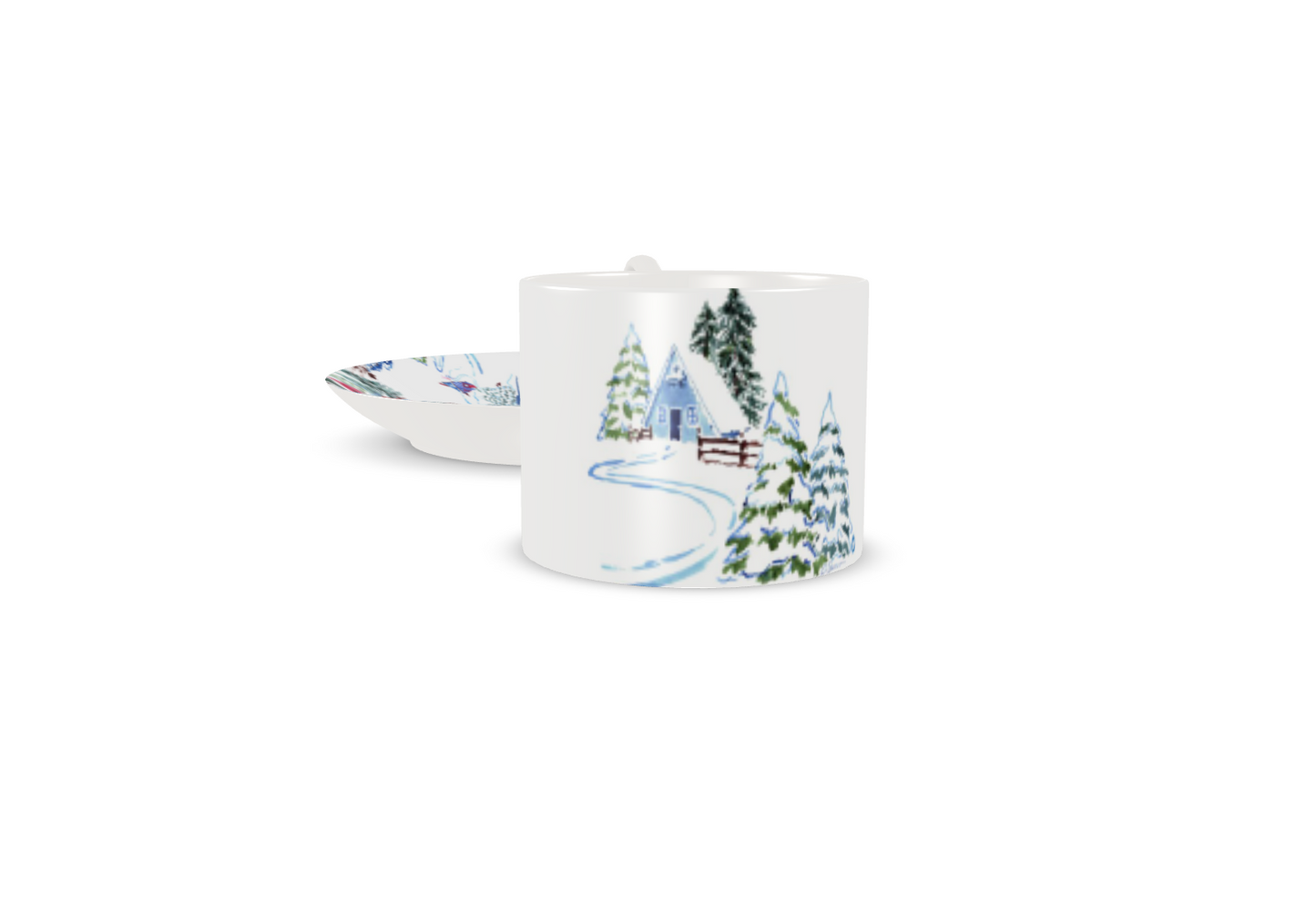 Ski Chalet Bone China Mug & Saucer