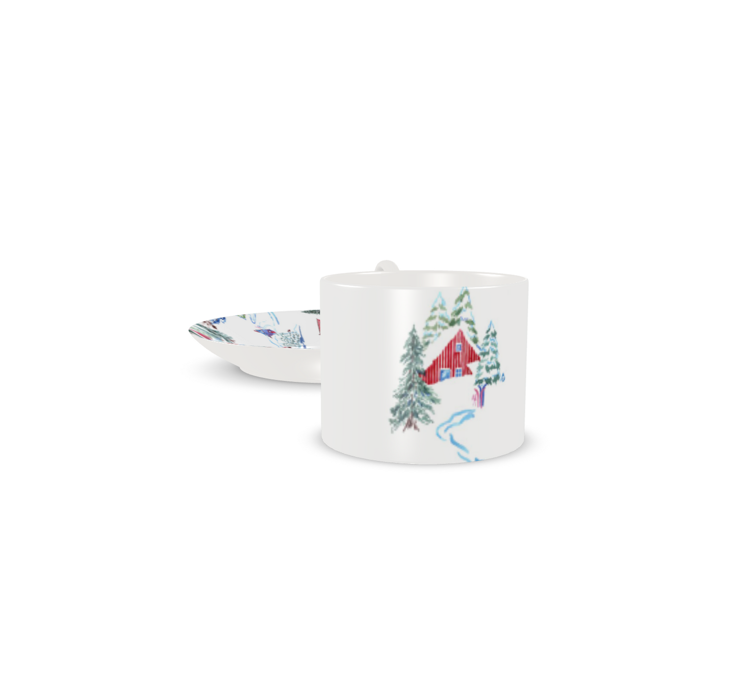 Ski Chalet Bone China Mug & Saucer