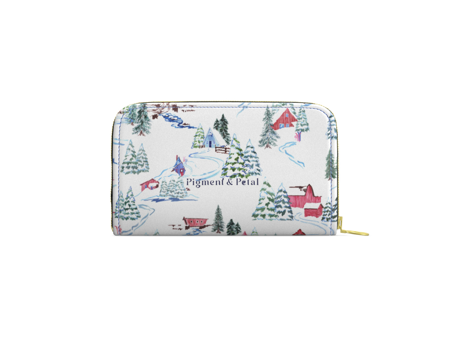 Ski Chalet Leather Zip Wallet