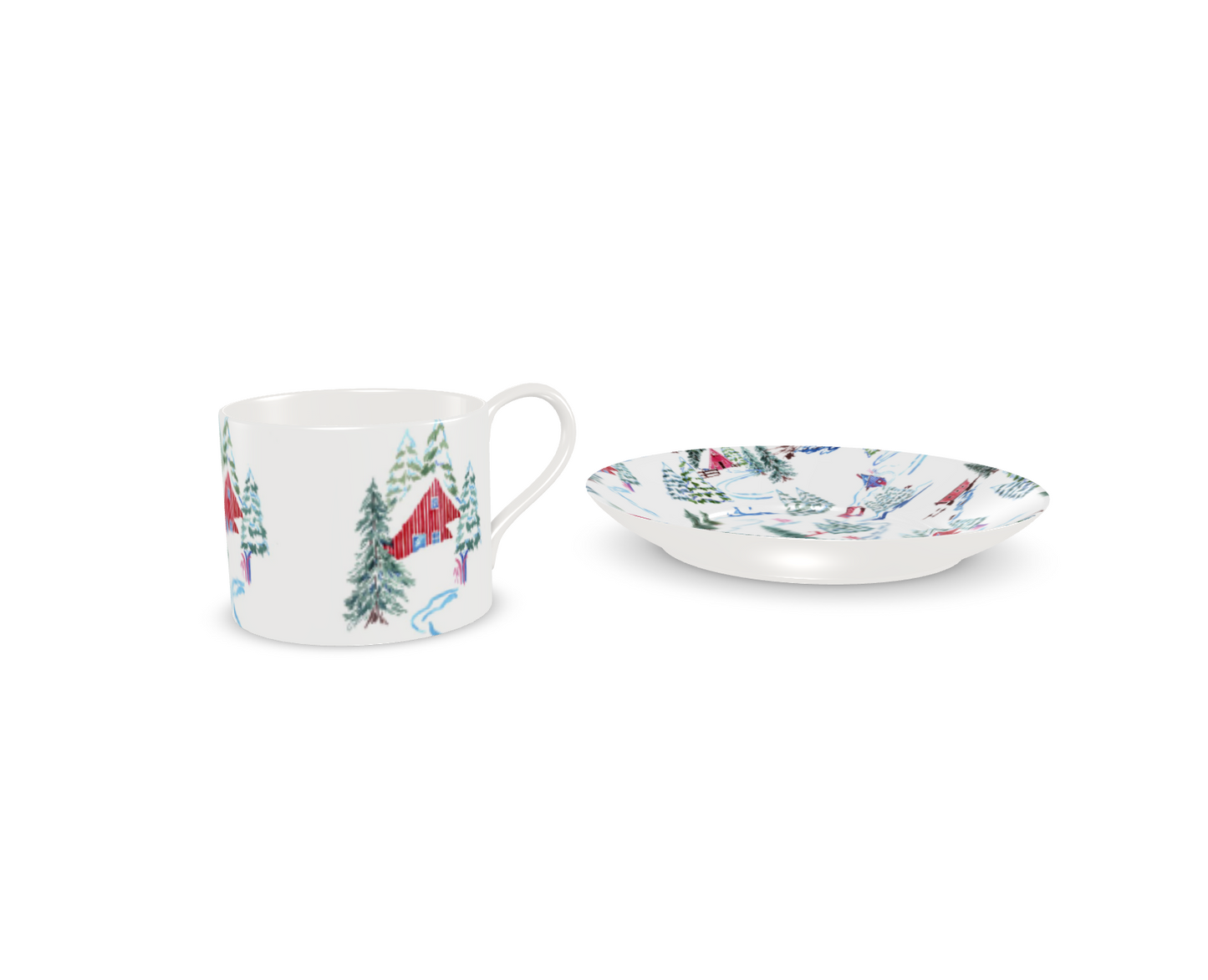 Ski Chalet Bone China Mug & Saucer