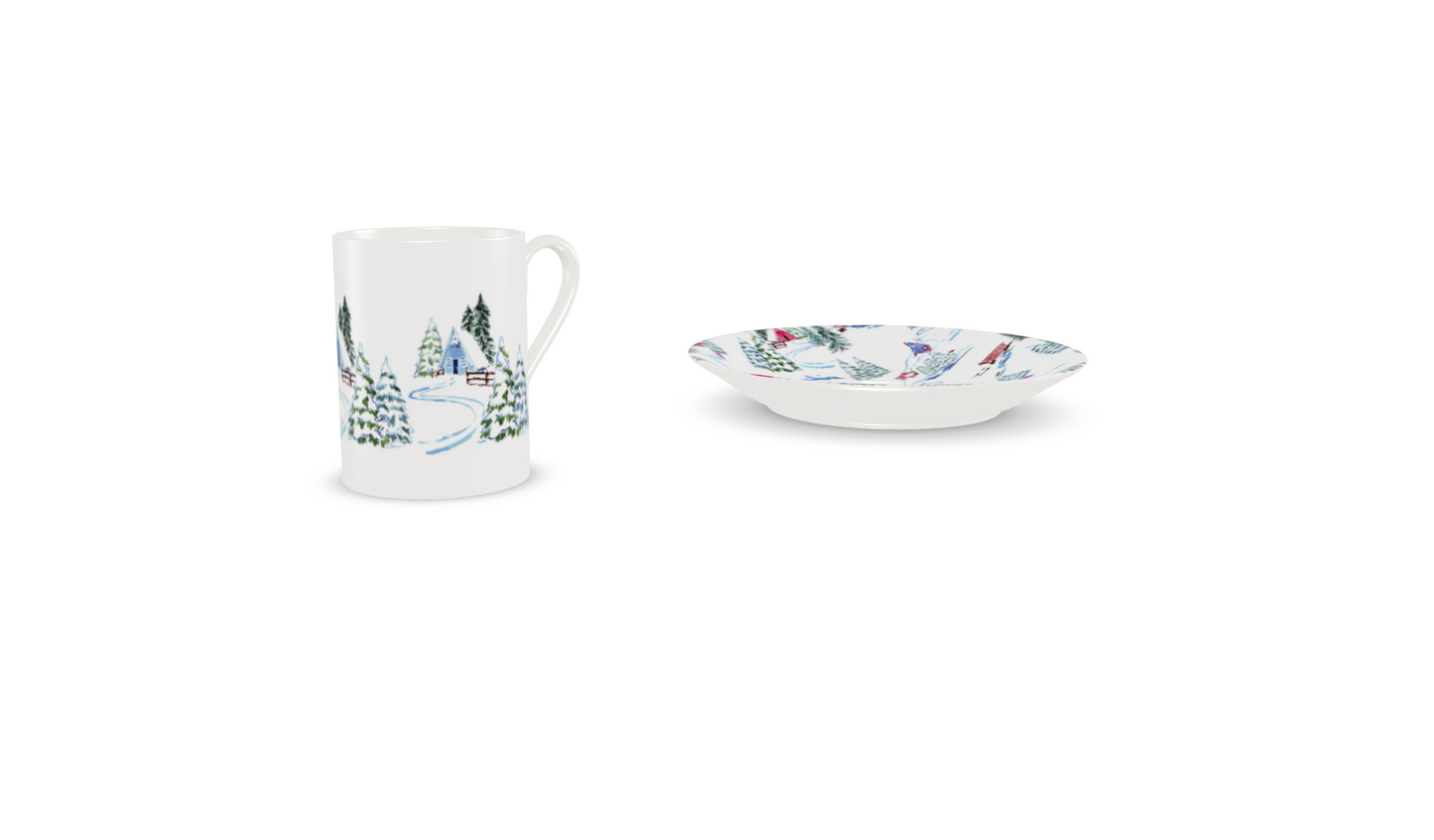 Ski Chalet Bone China Mug & Saucer