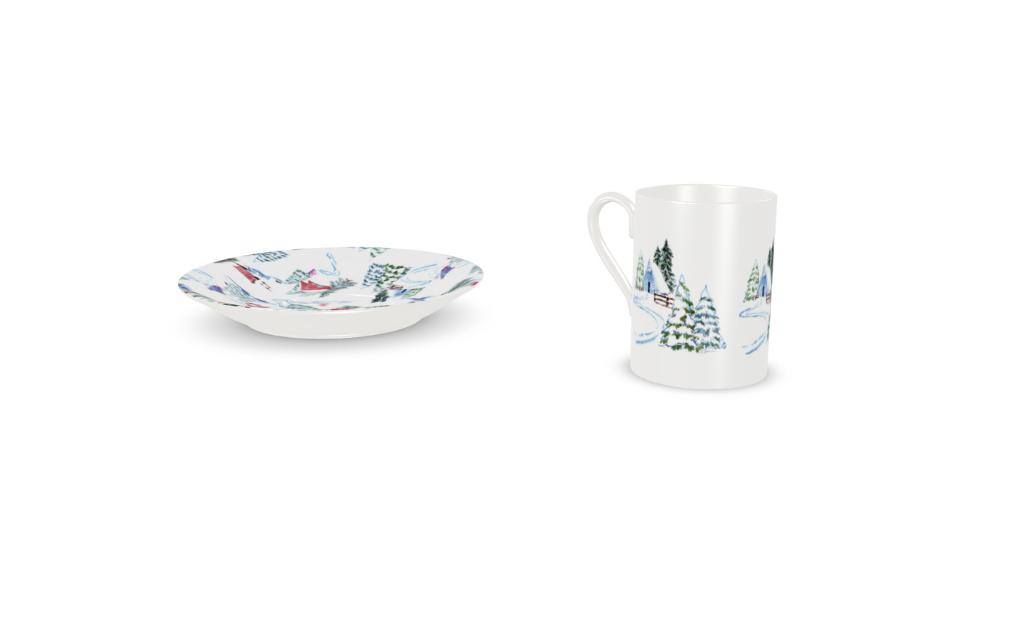 Ski Chalet Bone China Mug & Saucer