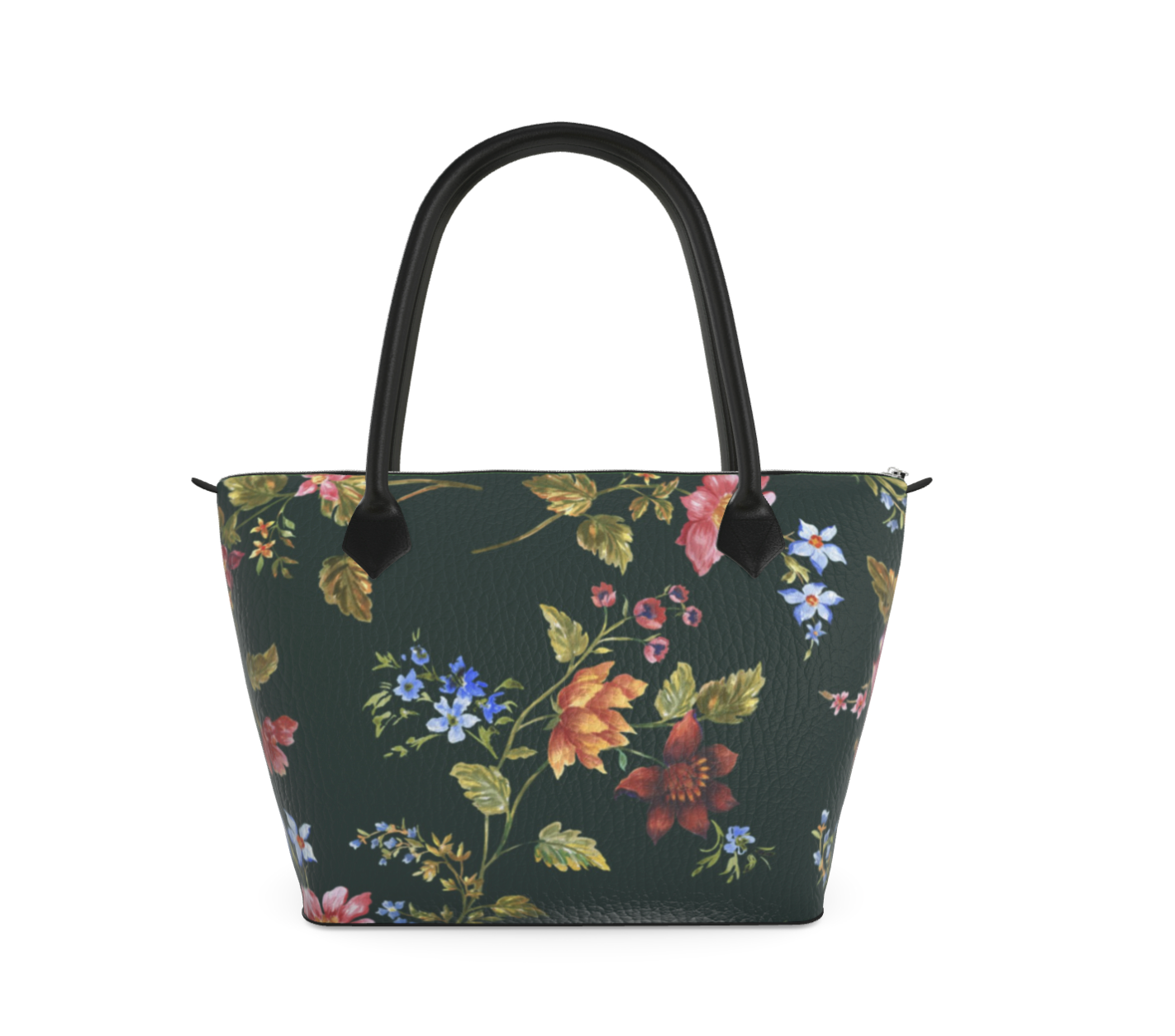 Midnight Bloom Satin & Leather Handbag