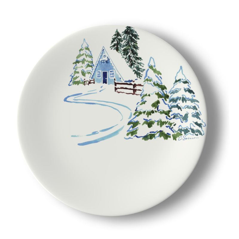 Ski Chalet Bone China Salad Plates
