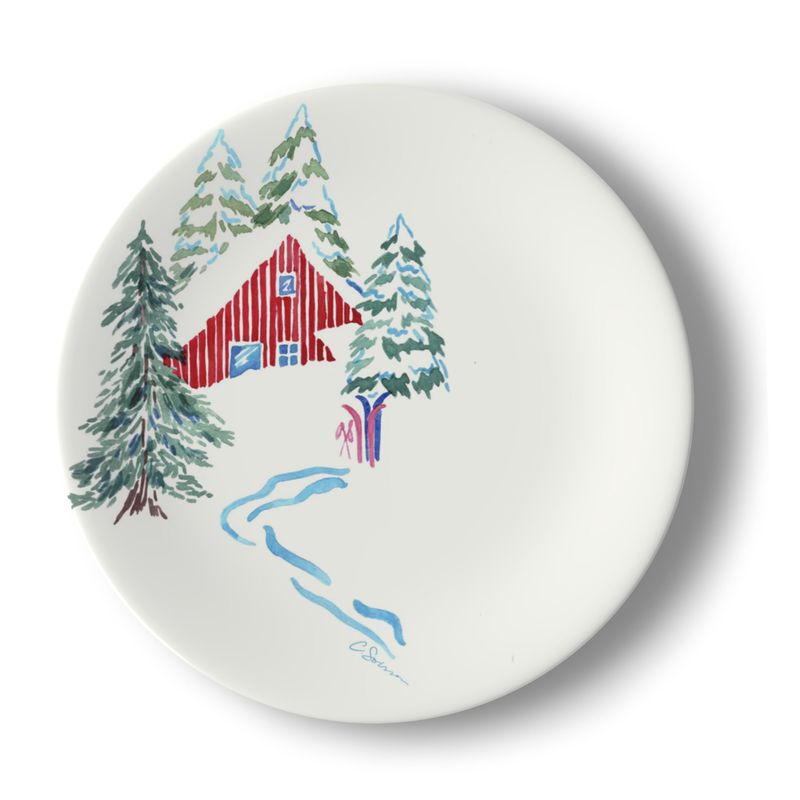 Ski Chalet Bone China Salad Plates