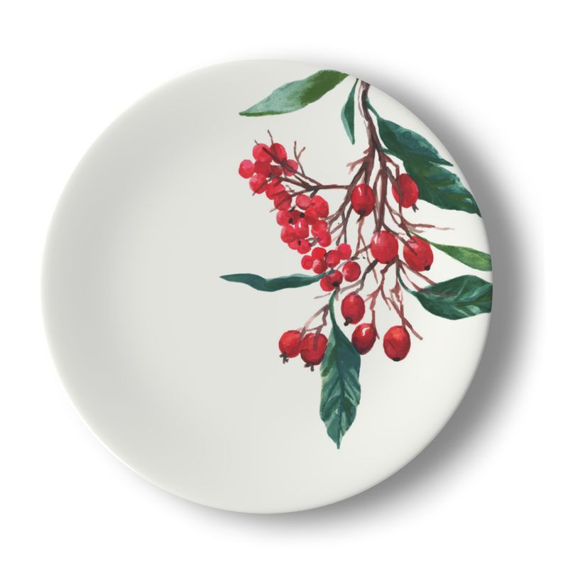 Winter Berries Bone China Salad Plate Set (8)