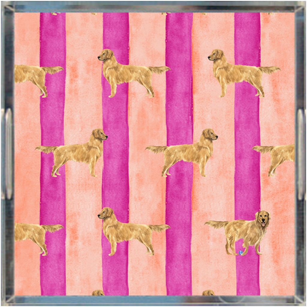 Good Dog Painted Stripe Lucite Tray
