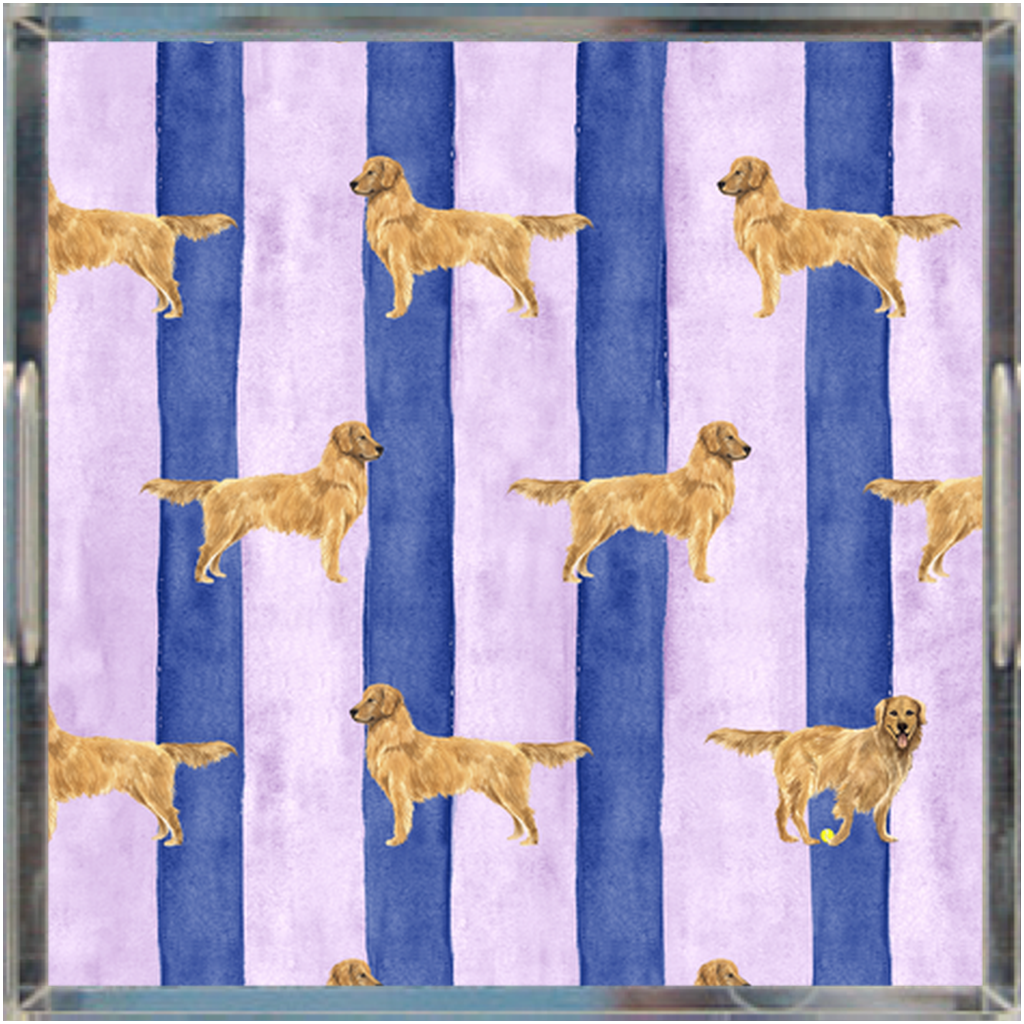 Good Dog Painted Stripe Lucite Tray