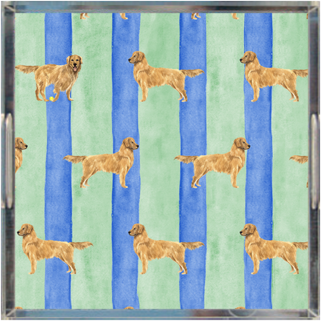 Good Dog Painted Stripe Lucite Tray