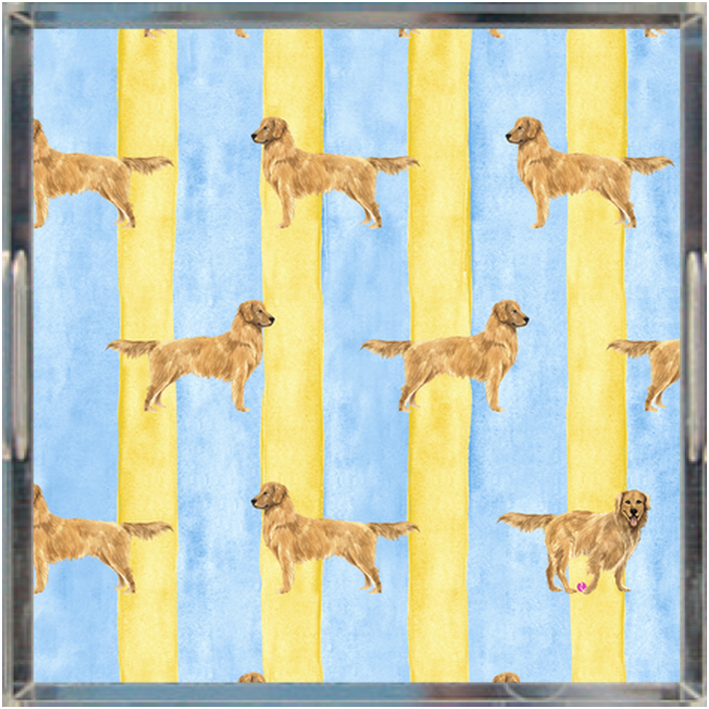 Good Dog Painted Stripe Lucite Tray