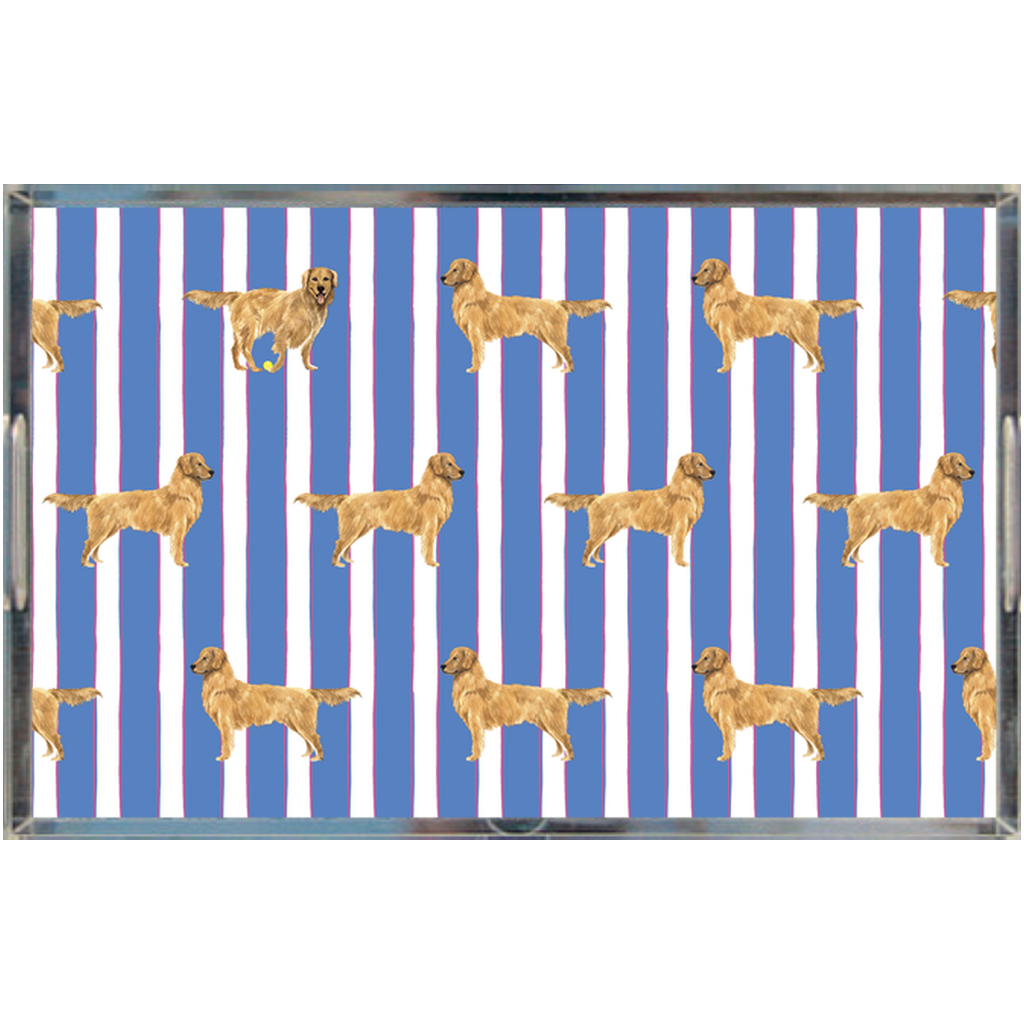 Good Dog Prep Stripe 11x17 Lucite Tray in Cloudless Blue