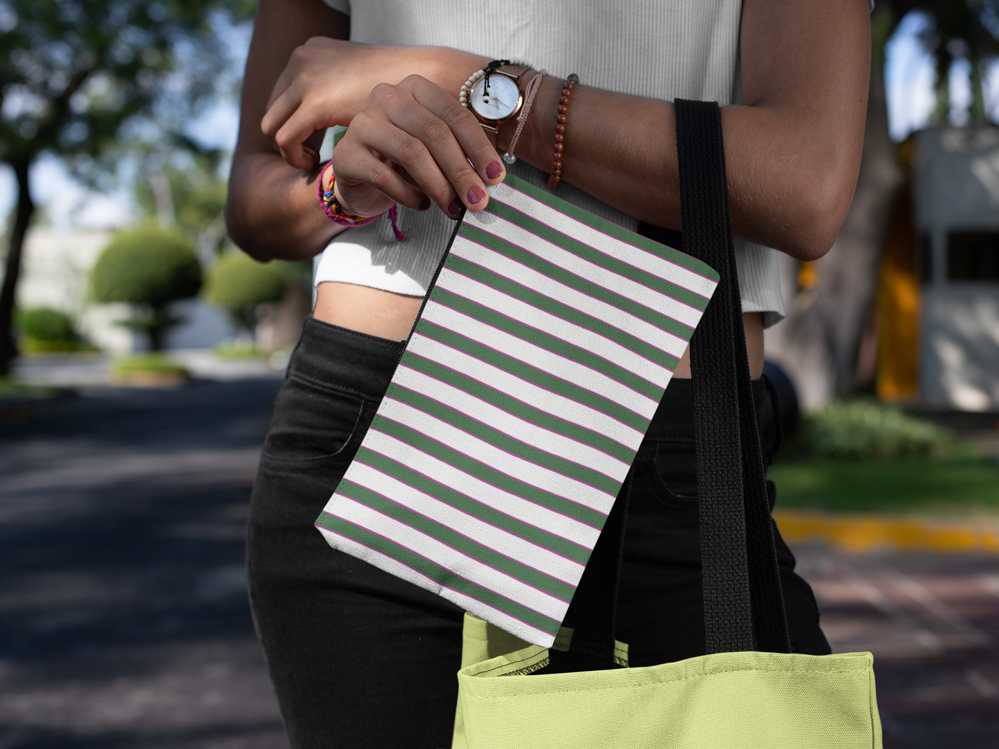Prep Stripe Zip Pouch