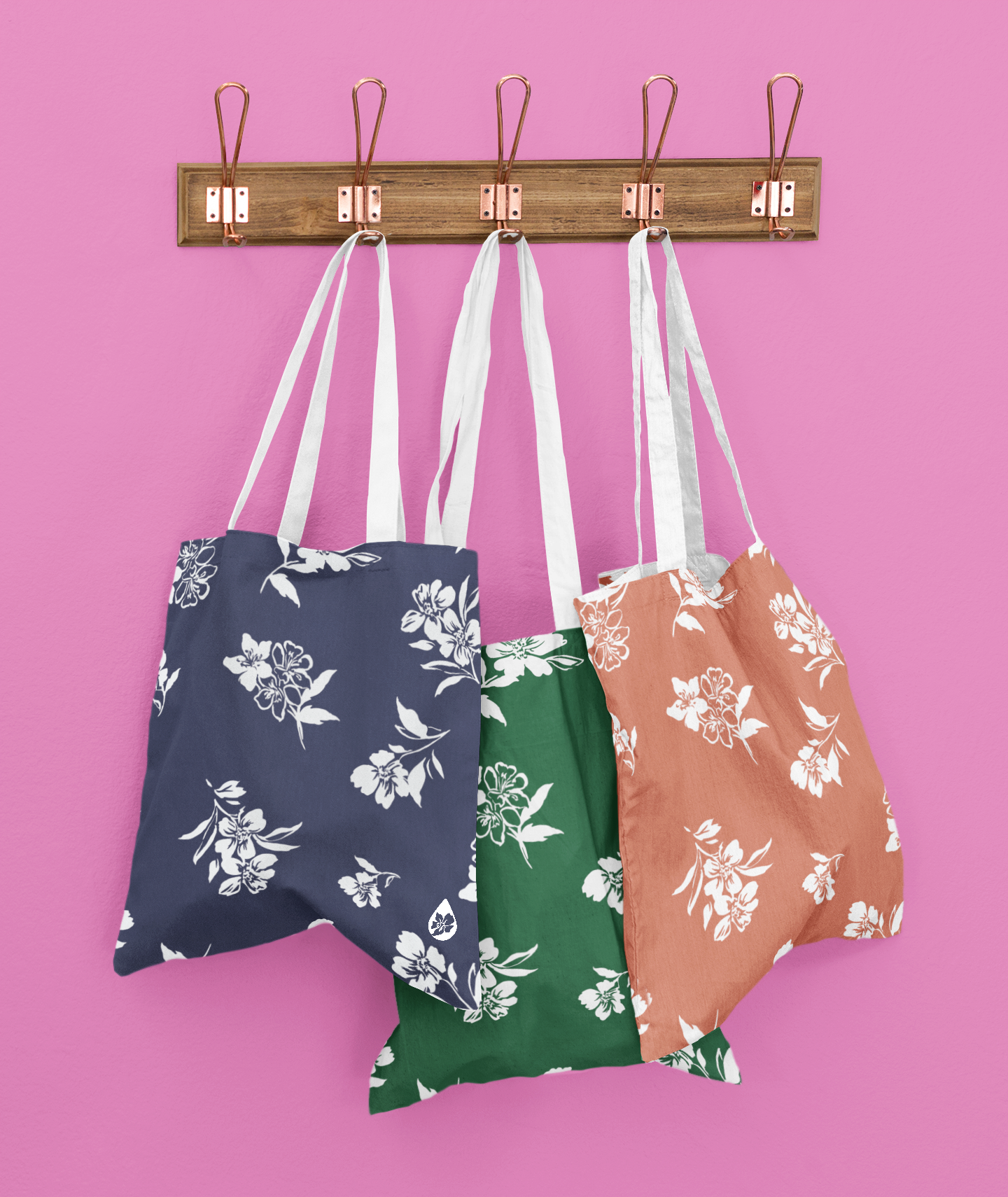 Inky Floral Canvas Tote Bag