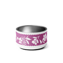 Inky Floral Border Stainless Steel Pet Bowl in Peony Pink