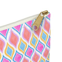 Painted Geo Flat Travel Pouch Zoomed Zipper View in Multi Colored Warm Tones
